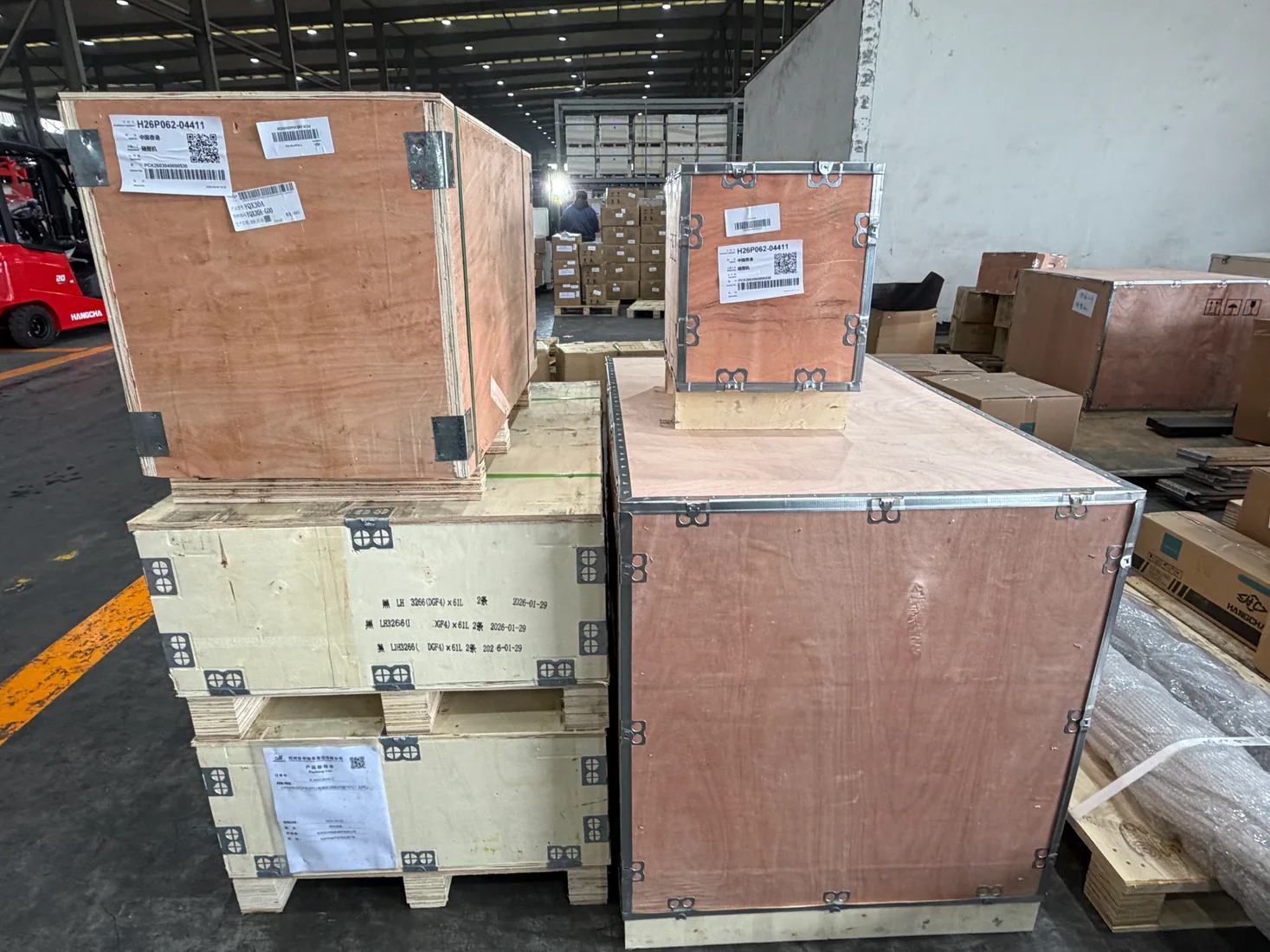Labelled forklift replacement parts prepared for after-sales support