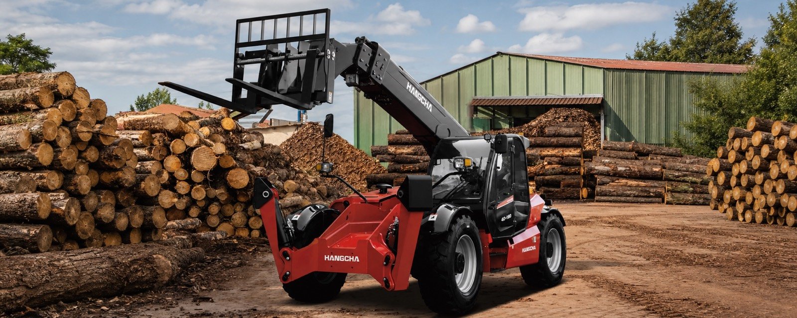 Hangcha X Series diesel telehandler working in a timber yard