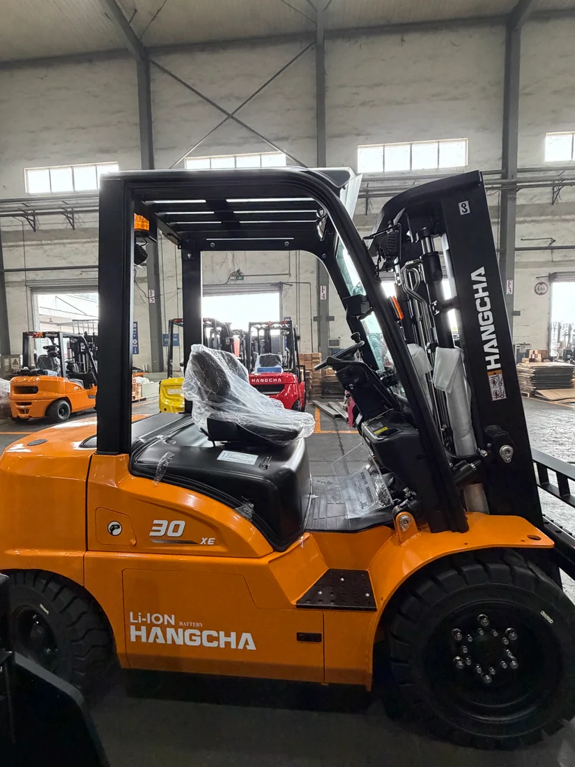 Real electric counterbalance forklift chassis detail.