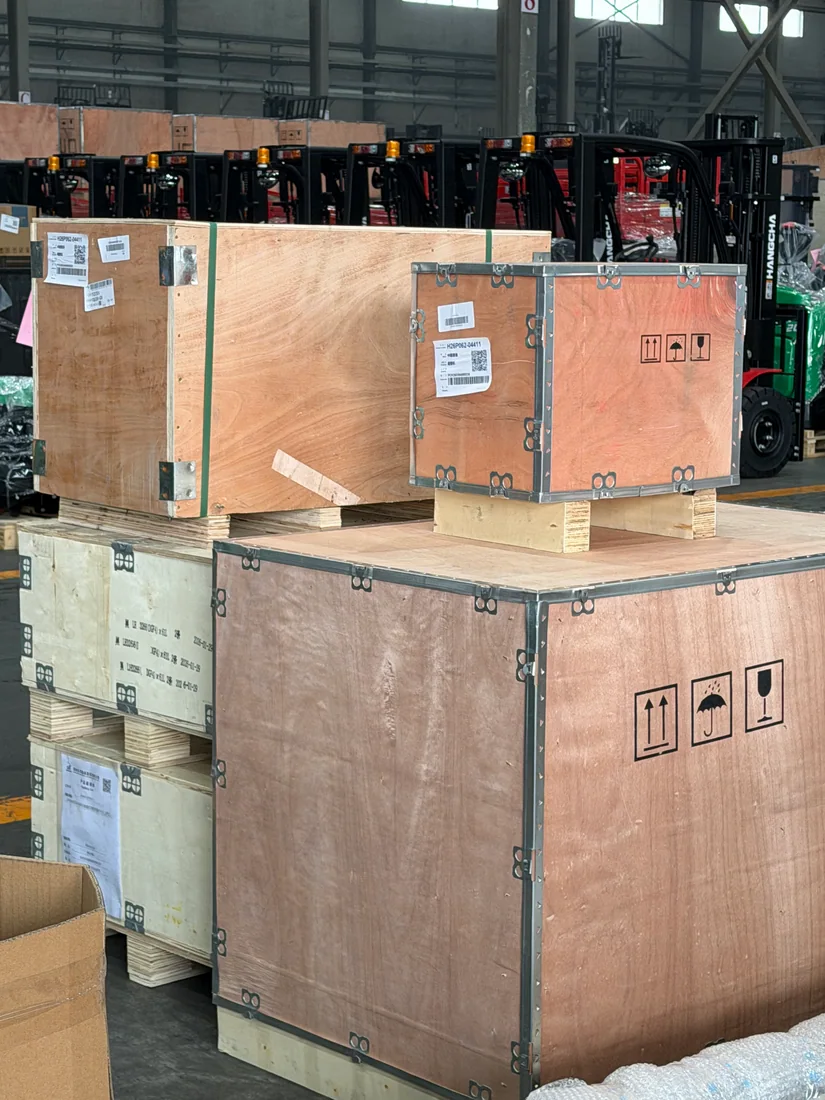 Real parts prepared with forklift shipment.