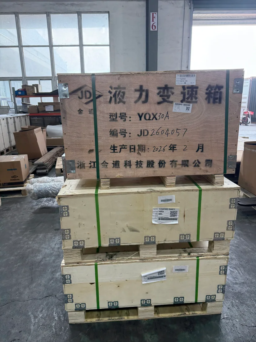 Labelled forklift spare part packed in a wooden case