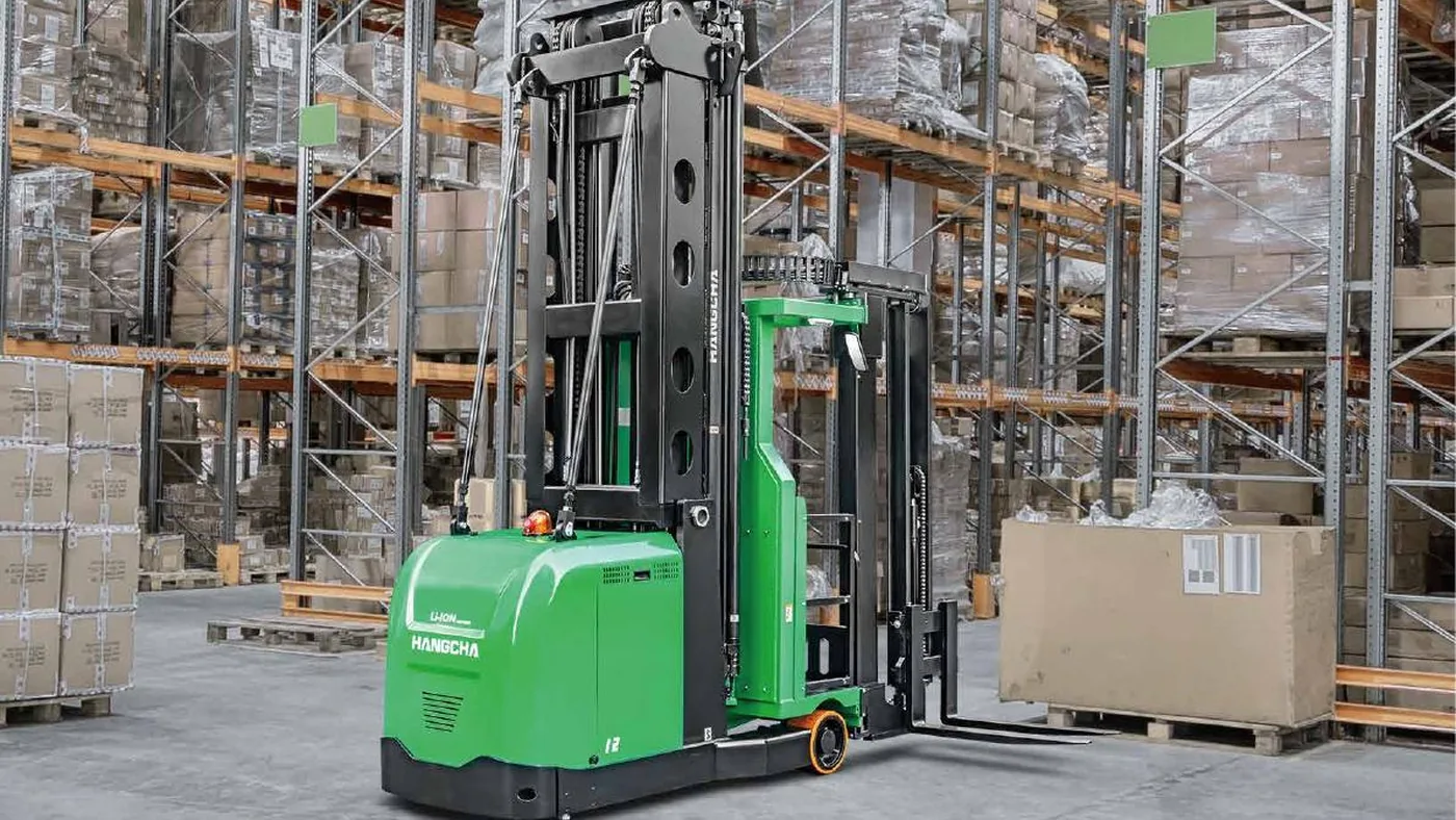 X Series 1.0 to 1.6 tonne turret stockpicker in high-bay racking