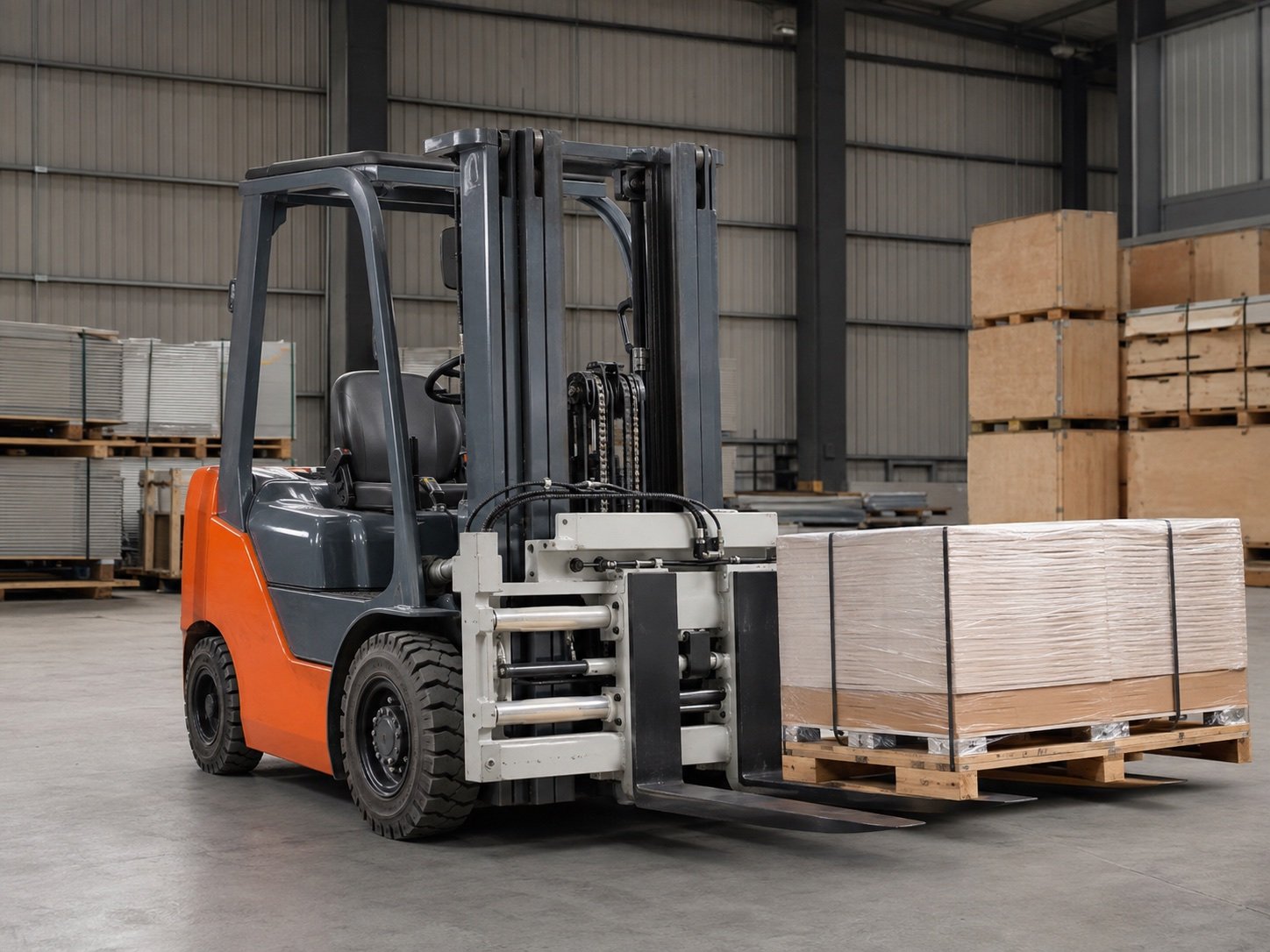 Forklift attachment range