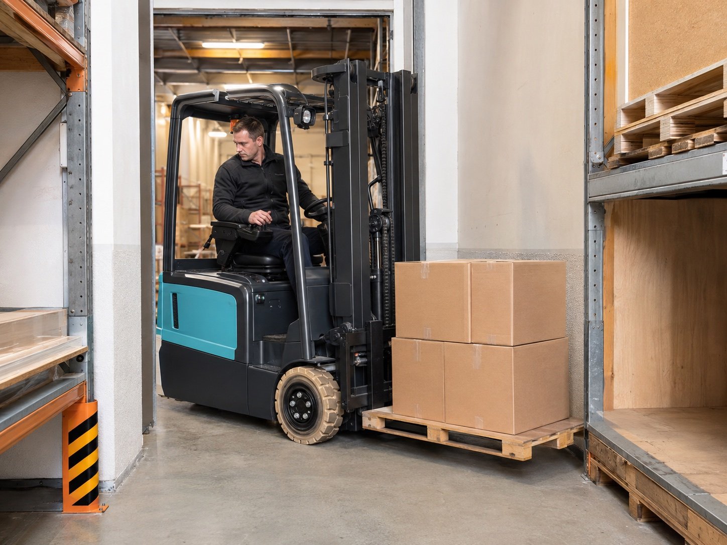 Compact electric counterbalance forklift