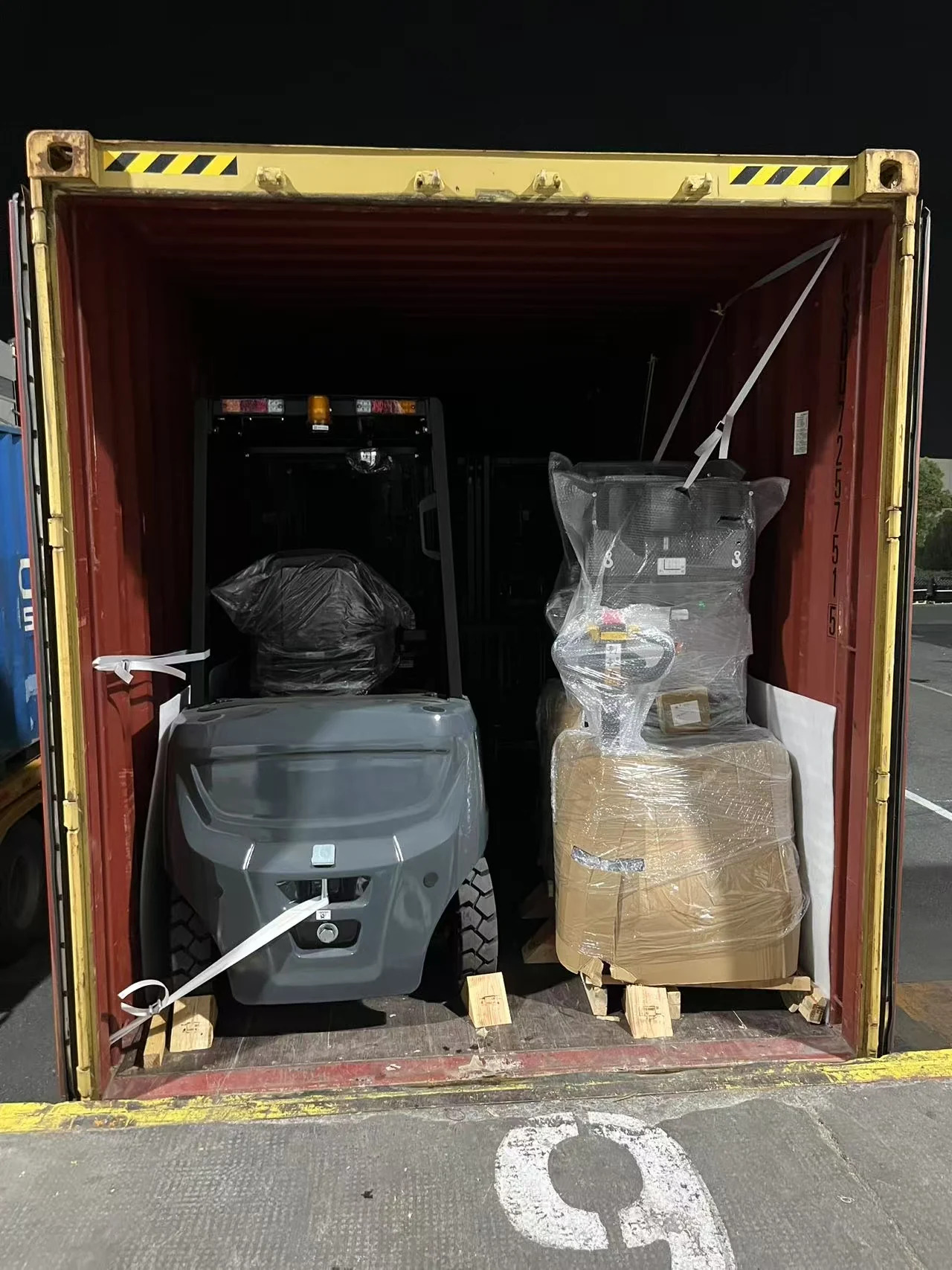 Equipment and separately wrapped items inside a 40HC container