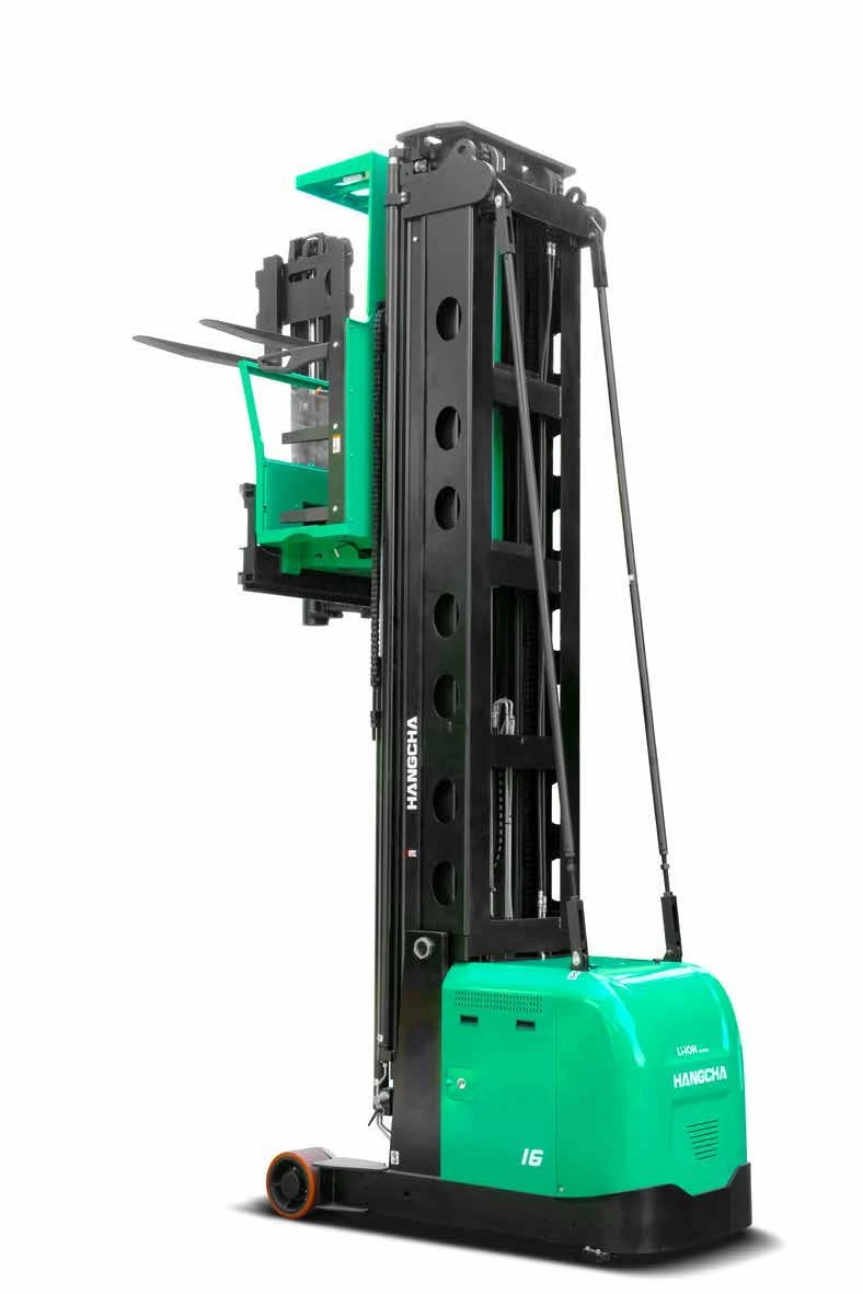 X Series 1.0 to 1.6 tonne man-up trilateral stacker in a VNA warehouse